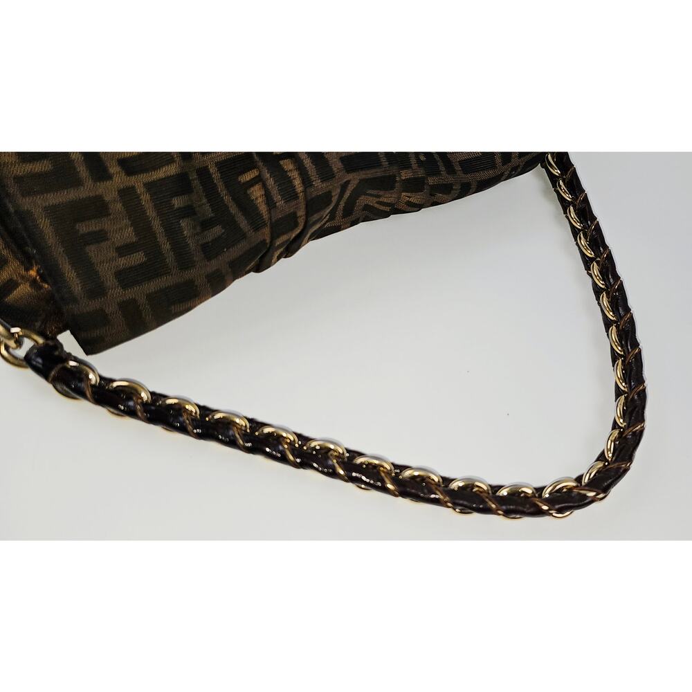 Fendi Tobacco Zucca Print Canvas Mia Flap Shoulder Bag - Picture 13 of 16